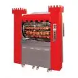 GIRARROSTO PLANETARIO A LEGNA - MOD. TORRE A LEGNA 126/P - CAPACITA'  N. 126 POLLI - Dischi planetari inox n. 12+ 6 aste cm 111,5 - Sistema doppi motori grill plus - Porte laterali apribili per carico legna - Scarico fumi regolabile - Dimensioni: cm L 190
