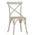 Sedia - colore bianco - Struttura in legno, effetto anticato, seduta in rattan - Modello 1188-HT36AW-01