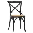 Sedia - colore nero - Struttura in legno, effetto anticato, seduta in rattan - Modello 1188-HT36N-01