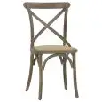 Sedia - colore tortora - Struttura in legno, effetto anticato, seduta in rattan - Modello 1188-HT36ST