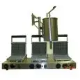 MACCHINA PER WAFFEL - MOD. PIASTRA WQ3 - PIASTRA IN LEGA DI ALLUMINIO E TITANIO - N. 3 PIASTRE PER WAFFEL QUADRATI - ALIMENTAZIONE V 400/50Hz TRIFASE - POTENZA W 3500 - DIM. Cm L 82 X P 41 X h 23 - NORMA CE