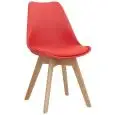Sedia - colore rosso - Struttura in legno, scocca in polipropilene, cuscino in ecopelle - Modello 1193-PW72-R-x