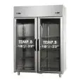 ARMADIO FRIGORIFERO IN ACCIAIO INOX AISI 304 - Mod BG12ENNPV - VENTILATO - COMBINATO BT+BT - CAPACITA' LT 1150 - N. 2 PORTE VETRO - TEMPERATURA -18°/-22°C - Dim. cm L 142 x P 70 x H 203/210 - Norma CE