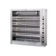 GIRARROSTO VERTICALE ELETTRICO - MOD. ELBA36/PE - CAPACITA' N.36 POLLI - N. 6 aste in tubolare inox mm 12 x 12 Lunghezza cm 96 - Resistenze con relativi interruttori - Regolatore di energia - Allaccio 400 V TRIFASE - Potenza 15 Kw - Dimensioni: cm L 112,1