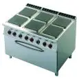 Cucina elettrica 6 piastre quadrate con forno elettrico Allforfood CFQ6/912ET linea ELLE