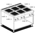 Cucina elettrica 6 piastre quadrate Allforfood PCQ/912ET linea ELLE