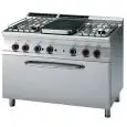 Cucina a gas tuttapiastra + 4 fuochi con forno elettrico Allforfood TPF4/712GPE linea ELLE