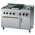 Cucina a gas tuttapiastra + 4 fuochi con forno elettrico Allforfood TPF4/712GPEV linea ELLE