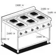 Cucina elettrica 6 piastre quadrate Allforfood PCQ/712ET linea ELLE