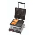 PIASTRA SINGOLA - MOD. 2351815EU - IN GHISA FISSA - FORMA: N. 2 WAFFEL QUADRATI cm 10,8x10,8x2 - Alimentazione V 230/50hz monofase - POTENZA W 2800 - DIM. Cm L 32 x P 34 x h 27,5 - NORMA CE