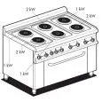 Cucina elettrica 6 piastre tonde con forno elettrico multifunzione Allforfood CFM6/610ET linea ELLE