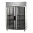 ARMADIO FRIGORIFERO IN ACCIAIO INOX - VENTILATO - Mod. BG14ETNPV - GASTRONORM 2/1 - CAPACITA' LT 1400 - N. 2 PORTE VETRO - TEMPERATURA 0°/+10°C - Dim. cm L 142 x P 80 x h 203/210 - Norma CE