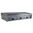 PIASTRA TOSTIERA E SCALDAPANINI A GAS - IN ACCIAIO INOX - MOD. PG120LLLL - CON CAMINO - PIANO DI COTTURA LISCIO cm 114,4x45 - POTENZA W 17400 - DIM. cm L 120 x P 56,5 x H 23 - NORMA CE