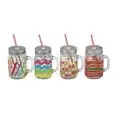 C/4 Barattolo Con Manico Decorato - MEDRI - Codice 70404001 - Capacità 420 ml  - Dimensioni mm 75x75 - Altezza mm 135 - Imballo confezione da n. 1 Unità