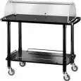 CARRELLO DI SERVIZIO IN LEGNO DUE PIANI CON CUPOLA - MOD. CLC2 - Carrello per dolci, formaggi e antipasti - Cupola semicircolare in plexiglass con coperchi rientranti - Dim. cm L 110 x P 55 x h 107