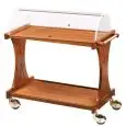 CARRELLO DI SERVIZIO IN LEGNO DUE PIANI - MOD. CL2255 - Per dolci e antipasti - Struttura in legno multistrato di betulla - Cupola in plexiglass - Dim. cm L 86 x P 55 x h 110