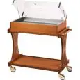 CARRELLO REFRIGERATO A PIASTRE EUTETTICHE DUE PIANI - MOD. CL2785 - Adatto per dolci, formaggi, salumi e antipasti - Struttura portante in legno in multistrato di betulla - N°8 piastre eutettiche - Cupola in plexiglass - Dim. cm L 106 x P 55 x h 108