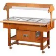 CARRELLO REFRIGERATO - MOD. ELR2825 - Struttura in legno multistrato di betulla - Refrigerazione statica - Temperatura +2°/+10°C (con coperchi posizionati) - Cupola in plexiglass - Capacità n° 4 GN 1/1 h15 cm - Alimentazione 230V/1/50Hz - Dim. cm L 148 x 
