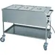 CARRELLO TERMICO CON RESISTENZA A SECCO - MOD. CTS - Struttura in acciaio inox - Vasca a doppia parete - Termostato regolabile +30°/+90° C - Alimentazione 230V/1/50-60Hz