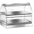 VETRINA NEUTRA - MOD. VBN2 - Struttura in acciaio inox - Fianchi e antine in plexiglass trasparente - N. 2 ripiani