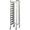 CARRELLO PORTAVASSOI - MOD. CA145 - Struttura in acciaio inox - Guide in acciaio inox - Portata N. 10 vassoi GN 1/1 (cm 53x32,5) - Pannellato laterale - Dim. cm L 38 x P 62 x h 175