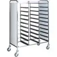 CARRELLO PORTAVASSOI - MOD. CA147 - Struttura in acciaio inox - Guide in acciaio inox - Portata N. 30 vassoi GN 1/1 (cm 53x32,5) - Pannello laterale - Dim. cm L 110 x P 62 x h 175
