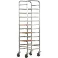 CARRELLO PORTAVASSOI RINFORZATO - MOD. CA145R - Struttura in acciaio inox - Guide in acciaio inox - Portata N. 10 vassoi GN 1/1 (cm 53x32,5) - Dim. cm L 38 x P 62 x h 175