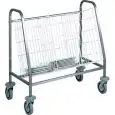 CARRELLO - MOD. CA 656 - Per ritiro distribuzione e stoccaggio - Telaio in acciaio inox - Cesti asportabili in filo di acciaio plastificato - Portata n. 100 piatti  - Dim. cm L 88 x P 50 x h 92