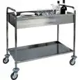 CARRELLO DA SBARAZZO DUE PIANI - MOD. CA1388 - Struttura tubolare in acciaio inox - Vasca superiore in acciaio inox h15 cm - Piano inferiore in acciaio inox piegato - Dim. cm L 101 x P 57 x h 97