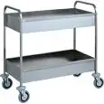 CARRELLO DA SBARAZZO DUE PIANI - MOD. CA1389 - Struttura tubolare in acciaio inox - N° 2 vasche insonorizzate in acciaio inox h15 cm - Dim. cm L 101 x P 57 x h 97