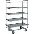 CARRELLO DI SERVIZIO CINQUE PIANI - MOD. CA1433 - Struttura tubolare tonda Ø 25 mm in acciaio inox - Piani stampati in forma di vassoio con bordi arrotondati e alto spessore, insonorizzati con finitura satinata - Dim. cm L 110 x P 60 x h 160