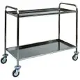 CARRELLO DI SERVIZIO DUE PIANI - MOD. CA1383 - Struttura in acciaio inox - Piani in acciaio inox piegati, satinati, insonorizzati - Dim. cm L 111 x P 57 x h 96