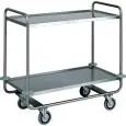 CARRELLO DI SERVIZIO DUE PIANI - MOD. CA1430 - Struttura tubolare tonda Ø 25 mm in acciaio inox - Piani stampati in forma di vassoio con bordi arrotondati e alto spessore, insonorizzati con finitura satinata - Dim. cm L 110 x P 60 x h 100