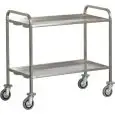 CARRELLO DI SERVIZIO INOX TRASPORTO PESANTE DUE PIANI - MOD. CA1393P - Struttura tubolare in acciaio inox 25x25 mm - Piani in acciaio inox piegati con omega di rinforzo - Dim. cm L 112 x P 67 x h 98