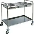 CARRELLO DI SERVIZIO PORTABACINELLE GN - MOD. CA1386 - Struttura tubolare tonda in acciaio inox - Piano inferiore in acciaio inox piegato e insonorizzato - Capacità bacinelle: n° 2 x GN 1/1 - Dim. cm L 77 x P 62 x h 97