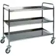 CARRELLO DI SERVIZIO TRE PIANI - MOD. CA1384 - Struttura in acciaio inox - Piani in acciaio inox piegati, satinati,insonorizzati - Dim. cm L 91 x P 57 x h 96