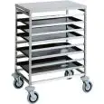 CARRELLO PORTATEGLIE PER PASTICCERIA - MOD. CA1483 - Interamente in acciaio inox - Portata N. 8 teglie cm 60x40 - Dim. cm L 52 x P 72 x h 94