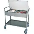 CARRELLO IN ACCIAIO DUE PIANI REFRIGERABILE CON PIASTRE EUTETTICHE - MOD. CA1165 - Adatto per dolci, formaggi, salumi e antipasti - Struttura tubolare in acciaio inox - N° 8 piastre eutettiche - Coperchio in plexiglass - Dim. cm L 108 x P 57 x h 104