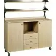 MOBILE DI SERVIZIO DA SALA - MOD. ML3214SS - Struttura e pannelli in nobilitato - N. 2 sportelli - N. 3 cassetti - N. 1 vano interno - Mensole a giorno - Dim. cm L 136 x P 48 x h 155