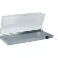 PIANO CALDO CON CUPOLA IN PLEXIGLASS - MOD. PCC4710 - Struttura in acciaio inox - Termostato regolabile +30°/+90° C - Potenza W 450 - Alimentazione 230/1/50-60Hz - Dim. cm L 90 x P 45 x h 20