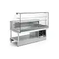 VETRINA SNACK REFRIGERATA E TAVOLA FREDDA - MOD. VSRVAD - SEMILAVORATA DA PANNELLARE - VETRI ALTI DRITTI - REFRIGERAZIONE STATICA - TEMP. °C +4/+8 - UNITA' CONDENSATRICE INCORPORATA - DIM. Cm P 82,8 x H 135 - PROFONDITA' PIANO ESPOSITIVO: 60,5 CM