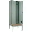 ARMADIO IN METALLO SU PANCA A DUE POSTI - MOD. EXT 65/80/P2 - STRUTTURA MONOBLOCCO AD ANTE - DIM. Cm L 70 x H 208