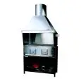 CUCINA A CARBONE VEGETALE IN ACCIAIO INOX - N° 2 Fornelli unificati - CON BASE IN FERRO PLASTIFICATO - DIMENSIONI cm. L110 x P85 x h236 - Norma CE -