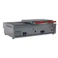 PIASTRA TOSTIERA E SCALDAPANINI A GAS - IN ACCIAIO INOX - MOD. PG90LLL2C - CON CAMINO - PIANO DI COTTURA LISCIO cm 84,4x45 - N. 2 CALOTTE - POTENZA W 11600 - DIM. cm L 90 x P 56,5 x H 23 - NORMA CE