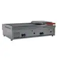 PIASTRA TOSTIERA E SCALDAPANINI A GAS - IN ACCIAIO INOX - MOD. PG90LLLC - CON CAMINO - PIANO DI COTTURA LISCIO cm 84,4x45 - N. 1 CALOTTA - POTENZA W 11600 - DIM. cm L 90 x P 56,5 x H 23 - NORMA CE