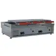 PIASTRA TOSTIERA E SCALDAPANINI A GAS - IN ACCIAIO INOX - MOD. PG90LLL3C - CON CAMINO - PIANO DI COTTURA LISCIO cm 84,4x45 - N. 3 CALOTTE - POTENZA W 11600 - DIM. cm L 90 x P 56,5 x H 23 - NORMA CE