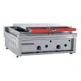 PIASTRA TOSTIERA E SCALDAPANINI A GAS - IN ACCIAIO INOX - MOD. HPPG60LLL2C - POTENZIATA - CON CAMINO - PIANO DI COTTURA LISCIO cm 54,4x45 - N. 2 CALOTTE - POTENZA W 11600 - DIM. cm L 60 x P 56,5 x H 23 - NORMA CE