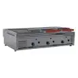 PIASTRA TOSTIERA E SCALDAPANINI A GAS - IN ACCIAIO INOX - MOD. HPPG90LLL2C - POTENZIATA - CON CAMINO - PIANO DI COTTURA LISCIO cm 84,4x45 - N. 2 CALOTTE - POTENZA W 17400 - DIM. cm L 90 x P 56,5 x H 23 - NORMA CE
