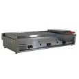 PIASTRA TOSTIERA E SCALDAPANINI A GAS - IN ACCIAIO INOX - MOD. PG120LLLLC - CON CAMINO - PIANO DI COTTURA LISCIO cm 114,4x45 - N. 1 CALOTTA - POTENZA W 17400 - DIM. cm L 120 x P 56,5 x H 23 - NORMA CE