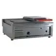 PIASTRA TOSTIERA E SCALDAPANINI A GAS - IN ACCIAIO INOX - MOD. PG60LLLC - CON CAMINO - PIANO DI COTTURA LISCIO cm 54,4x45 - N.1 CALOTTA - POTENZA W 5800 - DIM. cm L 60 x P 56,5 x H 23 - NORMA CE